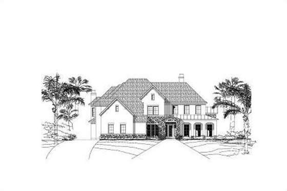 Exterior - Front Elevation for European House Plan #411-417 - 4 bed, 4.5 bath
