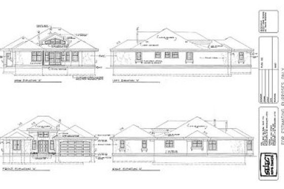 Exterior - Rear Elevation for Mediterranean House Plan #47-210 - 3 bed, 2 bath