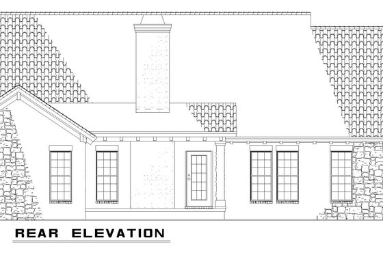 Exterior - Rear Elevation for European House Plan #17-2922 - 3 bed, 2 bath
