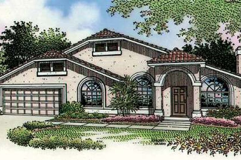 Dream House Plan - Mediterranean Exterior - Front Elevation Plan #320-393