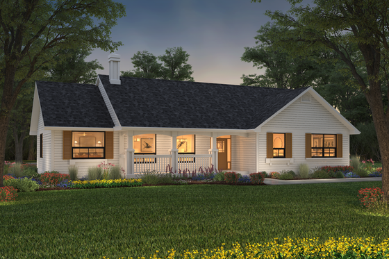 Exterior - Front Elevation 4 for Ranch House Plan #427-9 - 3 bed, 3 bath