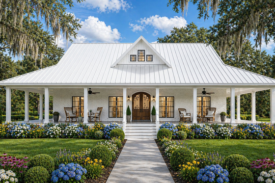 Exterior - Front Elevation for Country House Plan #44-266 - 3 bed, 2 bath