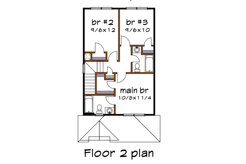 Home Plan - Floor Plan - Upper Floor for Craftsman House Plan #79-311 - 3 bed, 2.5 bath