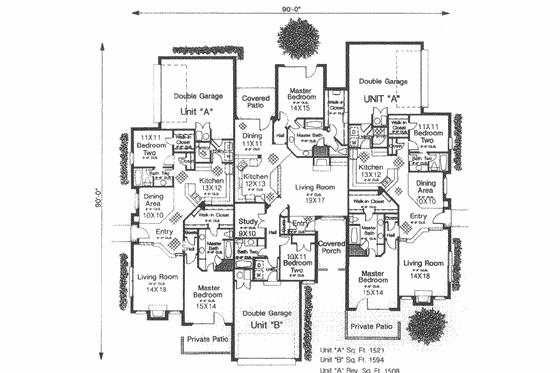 Floor Plan - Main Floor for Traditional House Plan #310-453 - 2 bed, 2 bath
