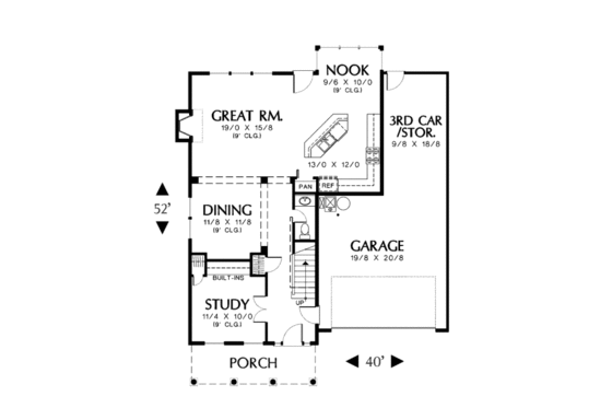 Floor Plan - Main Floor for Country House Plan #48-434 - 3 bed, 2.5 bath