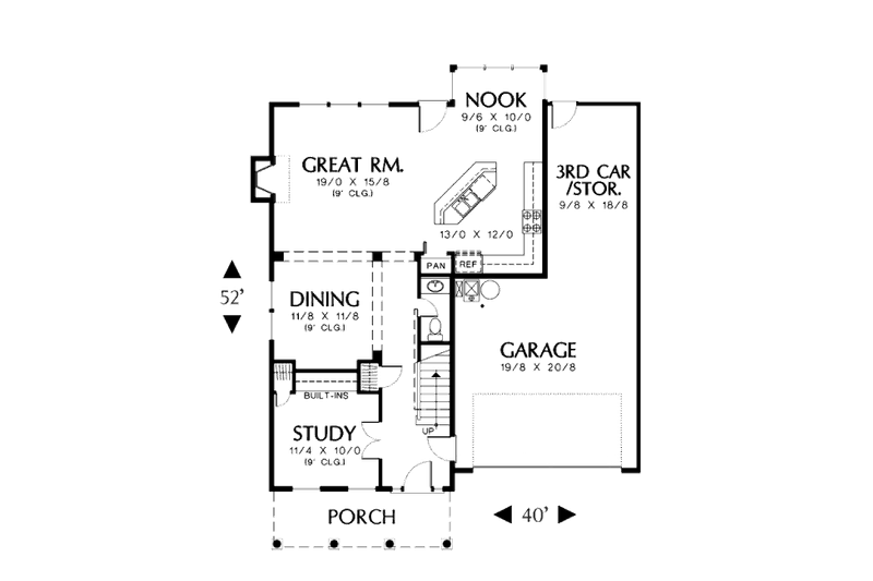 Home Plan - Floor Plan - Main Floor for Country House Plan #48-434 - 3 bed, 2.5 bath