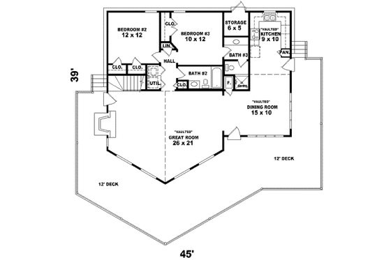Floor Plan - Main Floor for Contemporary House Plan #81-709 - 3 bed, 3 bath