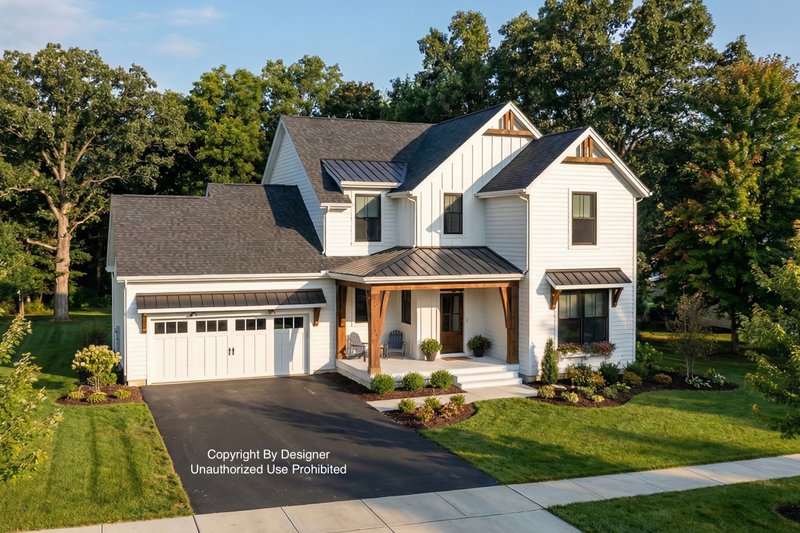 Farmhouse Style House Plan - 3 Beds 2.5 Baths 1973 Sq/Ft Plan #51-1194 Exterior