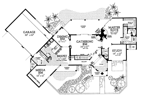 Architectural House Design - Adobe / Southwestern Floor Plan - Main Floor Plan #72-181