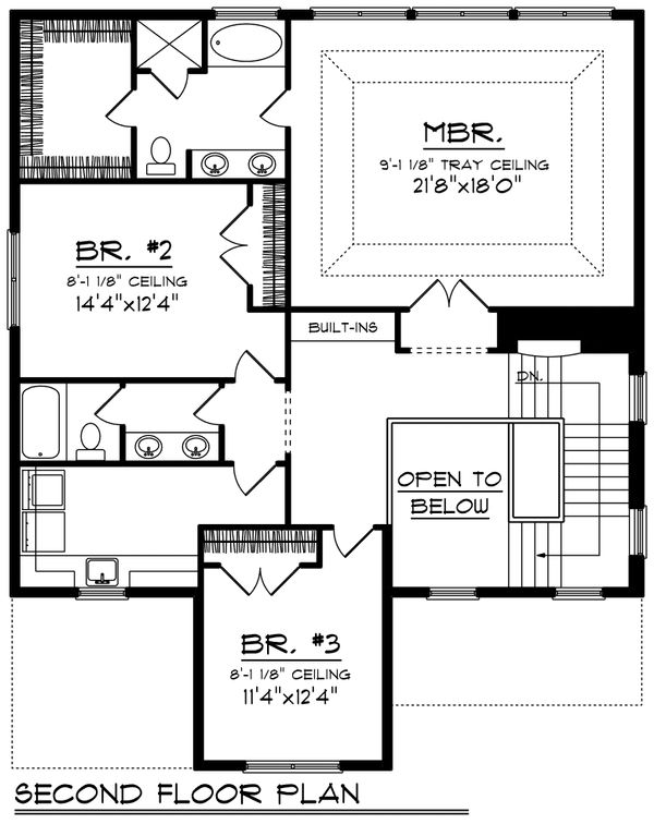 House Blueprint - Traditional Floor Plan - Upper Floor Plan #70-1201
