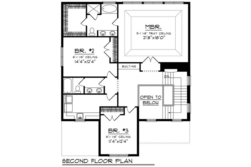 House Blueprint - Floor Plan - Upper Floor for Traditional House Plan #70-1201 - 3 bed, 2.5 bath