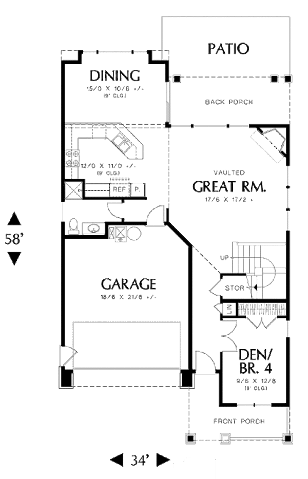 Architectural House Design - Craftsman Floor Plan - Main Floor Plan #48-483