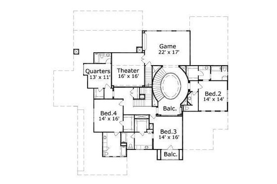 Floor Plan - Upper Floor for European House Plan #411-785 - 4 bed, 4.5 bath