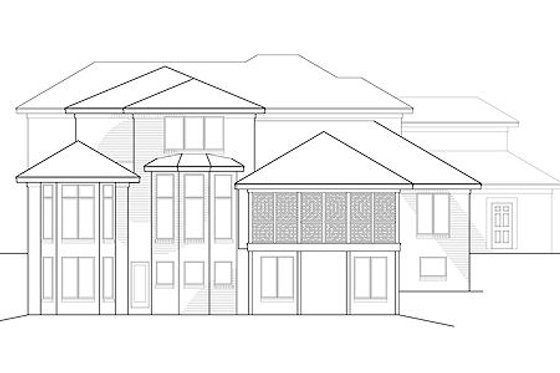 Exterior - Rear Elevation for European House Plan #67-880 - 5 bed, 6.5 bath