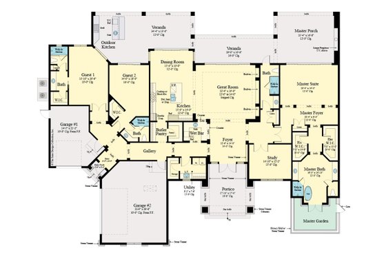 Floor Plan - Main Floor for Modern House Plan #930-518 - 3 bed, 4 bath