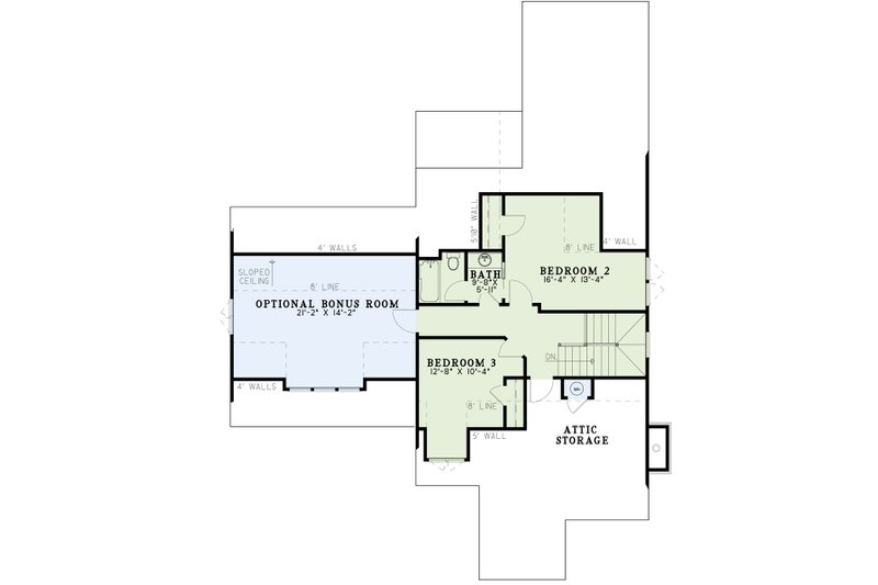 House Blueprint - Floor Plan - Upper Floor for European House Plan #17-2260 - 3 bed, 2.5 bath
