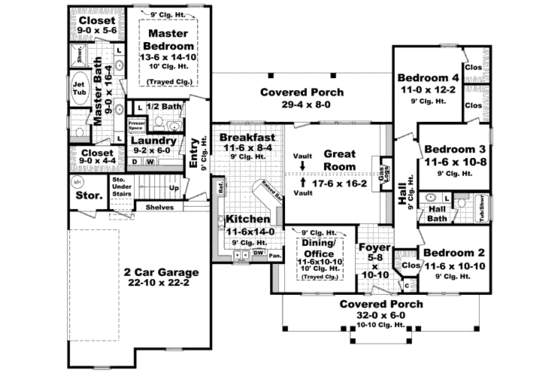Floor Plan - Main Floor for Traditional House Plan #21-272 - 4 bed, 2.5 bath