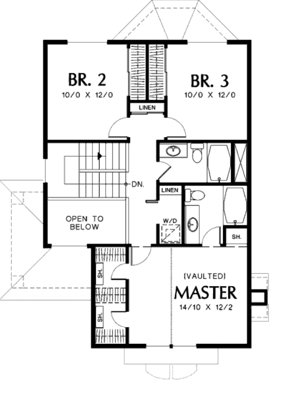 Architectural House Design - Traditional Floor Plan - Upper Floor Plan #48-440