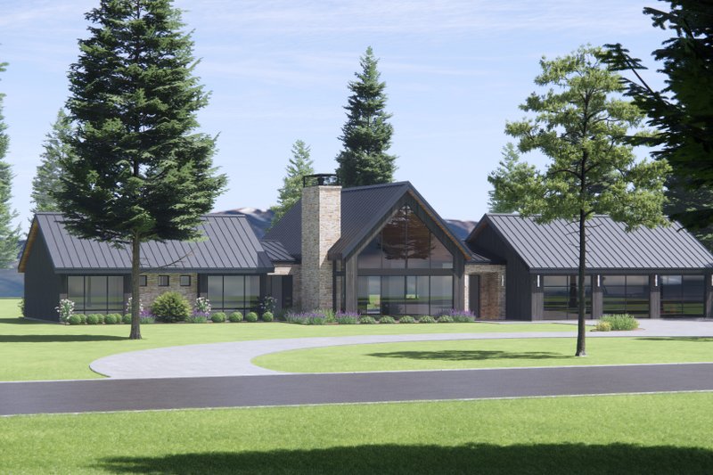 House Design - Exterior - Front Elevation 3 for Modern House Plan #1096-48 - 4 bed, 3.5 bath
