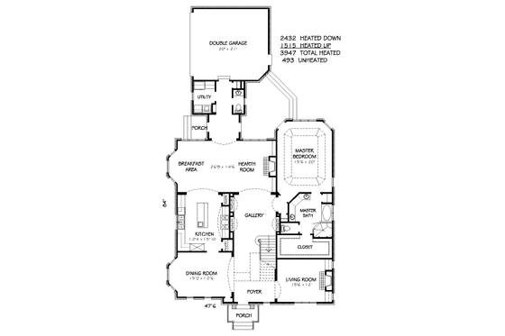 Floor Plan - Main Floor for Traditional House Plan #424-292 - 4 bed, 3.5 bath