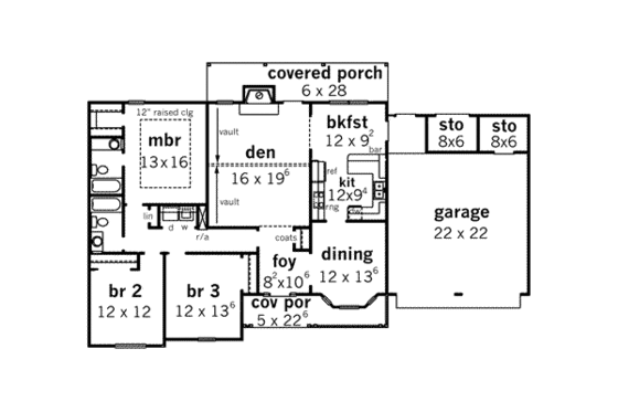 Floor Plan - Main Floor for Country House Plan #16-286 - 3 bed, 2 bath