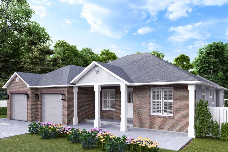 House Blueprint - Exterior - Front Elevation 3 for Traditional House Plan #1060-367 - 1 bed, 1.5 bath