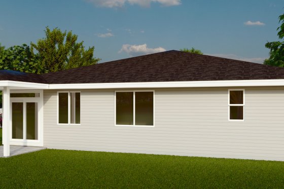Exterior - Rear Elevation for Prairie House Plan #53-720 - 4 bed, 2 bath