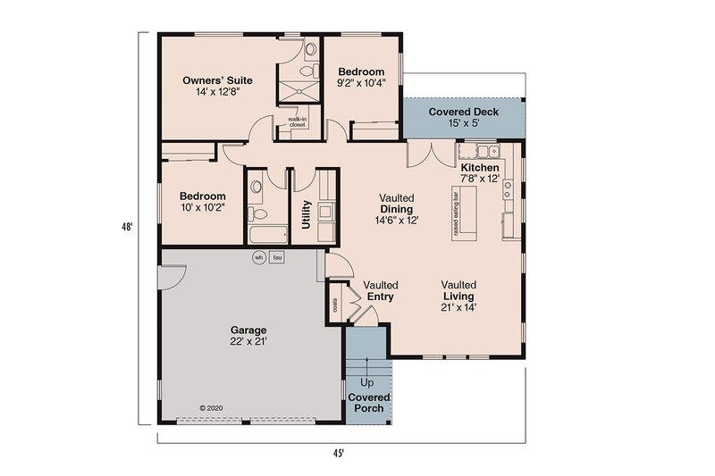 House Design - Floor Plan - Main Floor for Ranch House Plan #124-918 - 3 bed, 2 bath