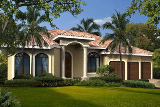 Exterior - Front Elevation for Mediterranean House Plan #420-213 - 4 bed, 4 bath