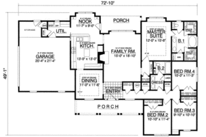 Floor Plan - Main Floor for European House Plan #40-359 - 4 bed, 2 bath