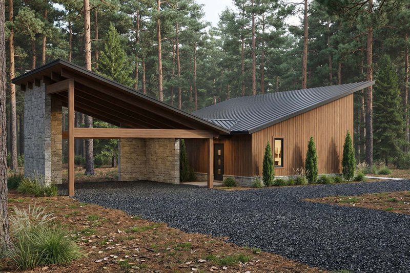 House Blueprint - Exterior - Rear Elevation for Modern House Plan #923-471 - 3 bed, 2 bath