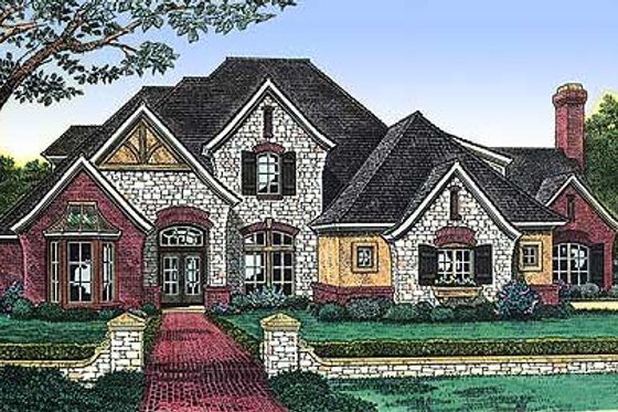 Exterior - Front Elevation for European House Plan #310-504 - 3 bed, 3.5 bath