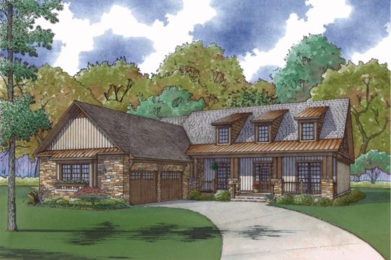 Exterior - Front Elevation 3 for Country House Plan #923-70 - 4 bed, 3.5 bath
