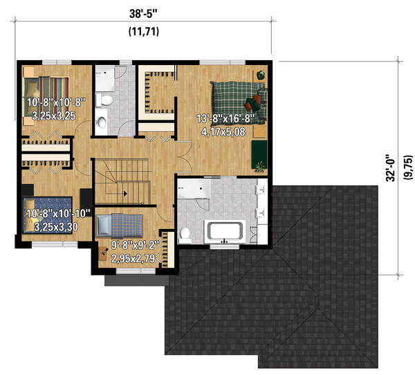 Contemporary Floor Plan - Upper Floor Plan #25-4282