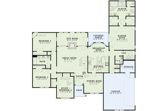 Floor Plan - Main Floor for Traditional House Plan #17-172 - 4 bed, 2.5 bath