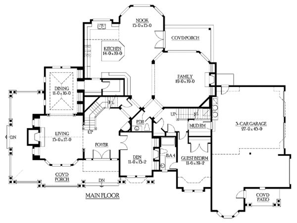 Architectural House Design - Craftsman Floor Plan - Main Floor Plan #132-251