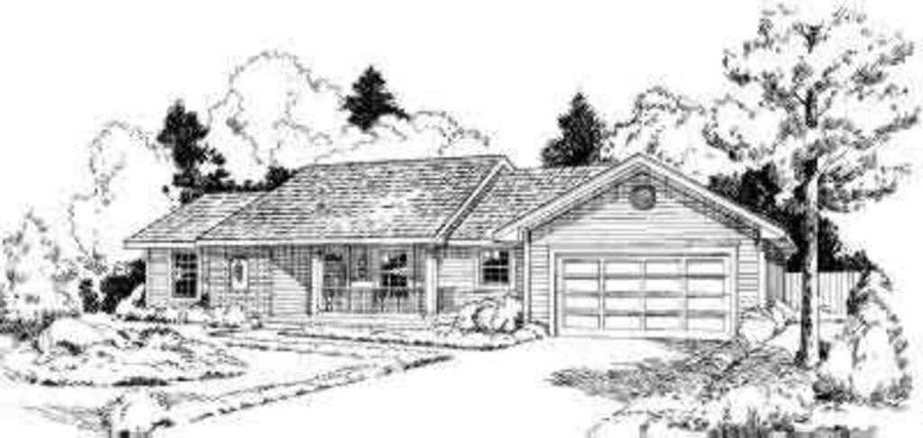 Exterior - Front Elevation 2 for Traditional House Plan #312-317 - 3 bed, 2 bath