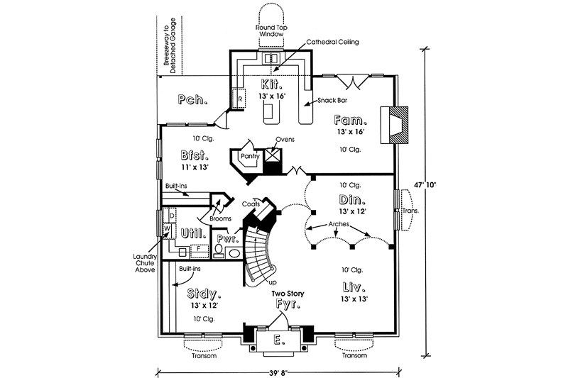 Architectural House Design - Floor Plan - Main Floor for Colonial House Plan #974-21 - 4 bed, 3.5 bath