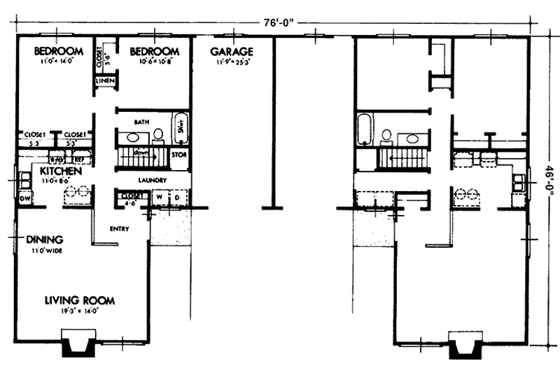 House Blueprint - Floor Plan - Main Floor for Prairie House Plan #320-1240 - 2 bed, 1 bath