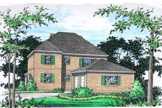 Exterior - Front Elevation for European House Plan #15-256 - 3 bed, 2.5 bath