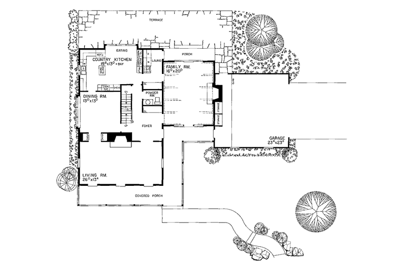 Dream House Plan - Floor Plan - Main Floor for Colonial House Plan #72-773 - 4 bed, 2.5 bath
