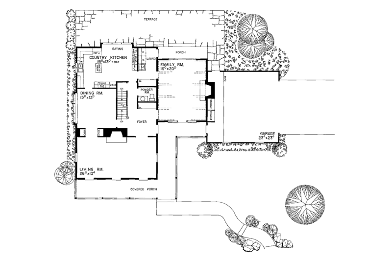 Architectural House Design - Colonial Floor Plan - Main Floor Plan #72-773