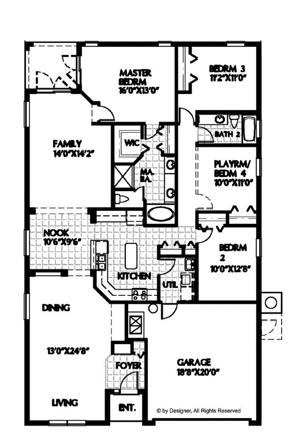 House Plan Design - Ranch Floor Plan - Main Floor Plan #999-70