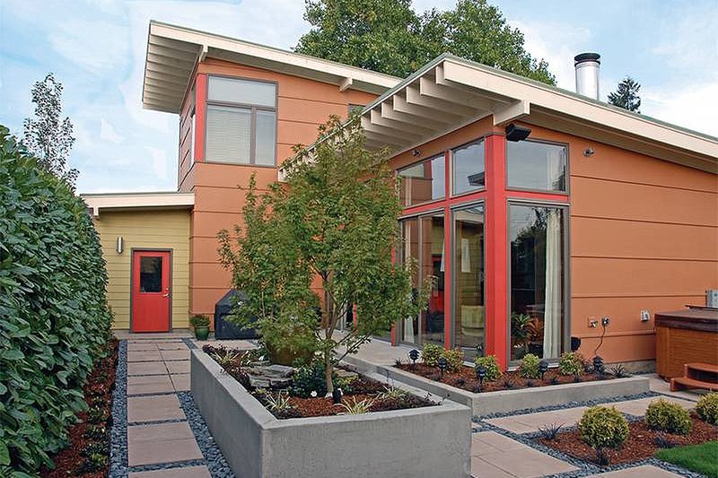 Architectural House Design - Rear View - 1900 square foot Modern Home
