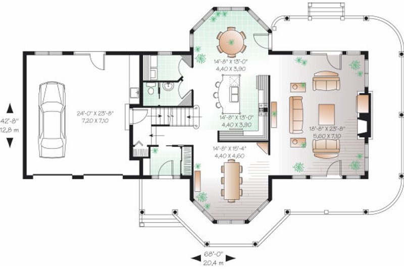Dream House Plan - Floor Plan - Main Floor for Traditional House Plan #23-808 - 3 bed, 2.5 bath