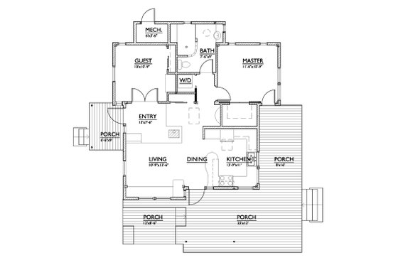800 square foot 2 bedroom modern cabin house plan