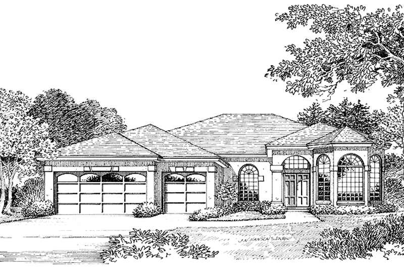 Architectural House Design - Exterior - Front Elevation 3 for European House Plan #1015-1 - 4 bed, 3 bath