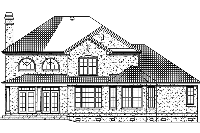 Architectural House Design - Exterior - Rear Elevation 1 for Mediterranean House Plan #929-593 - 4 bed, 2.5 bath