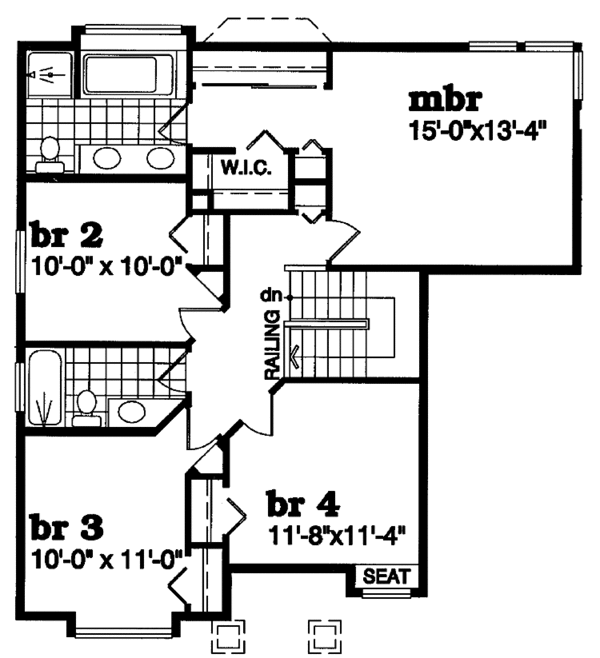 House Blueprint - Traditional Floor Plan - Upper Floor Plan #47-906