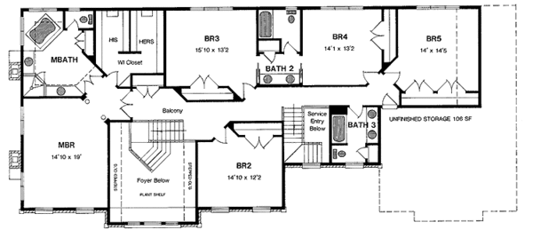 Home Plan - Victorian Floor Plan - Upper Floor Plan #316-230